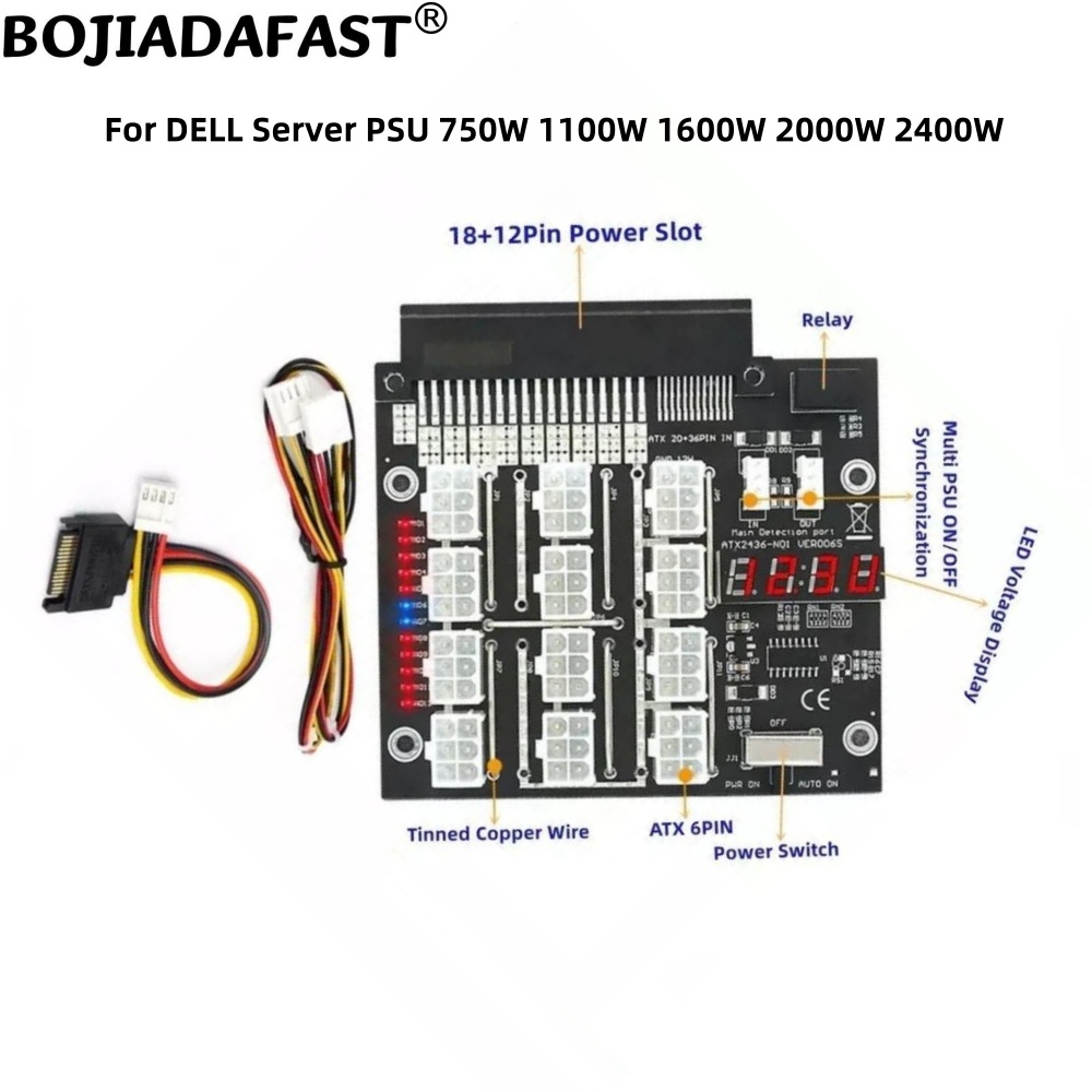 2400W Server Psu Breakout Board - 12 منفذ PCIe 6Pin موصل لوحة