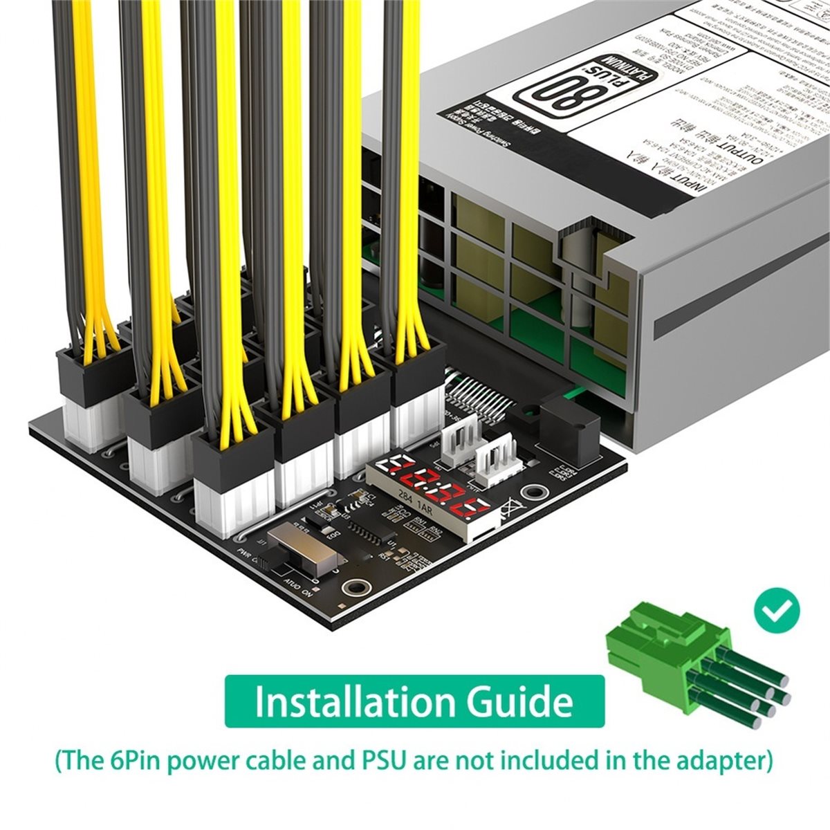2400W Server Psu Breakout Board - لوحة توصيل PCIe بـ 12 منفذًا