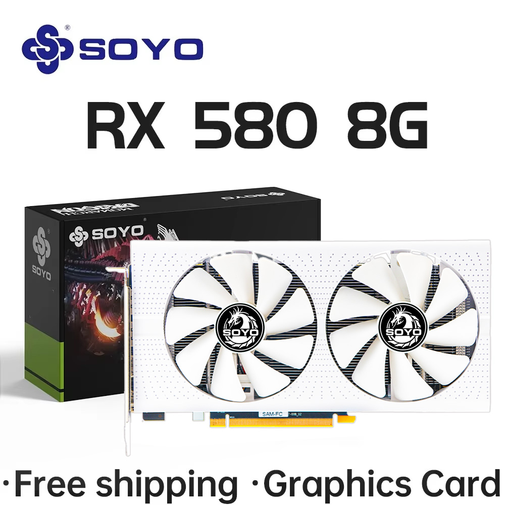 Rx 580 8Gb 2048Sp Gpu - بطاقة رسومات SOYO AMD Radeon RX580