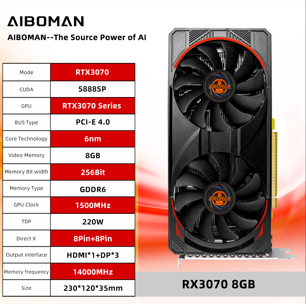 بطاقات رسومات الكمبيوتر AIBOMA - مراجعة Rtx 3070 8Gb Graphics Card وسعره